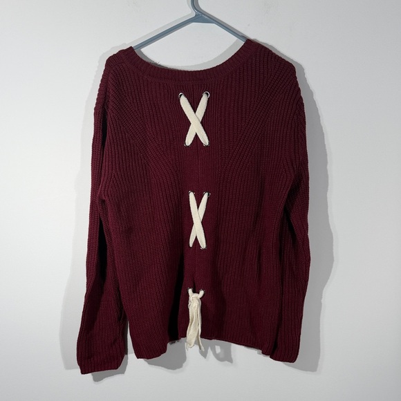 Harper Sweaters - Harper Deep Red Crew Neck Sweater
